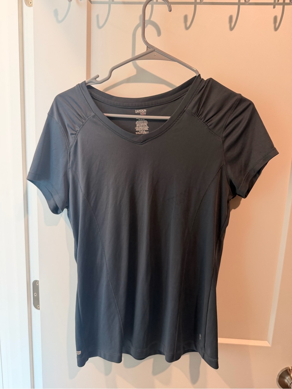 Danskin Now Charcoal V-Neck Short Sleeve Active Tee